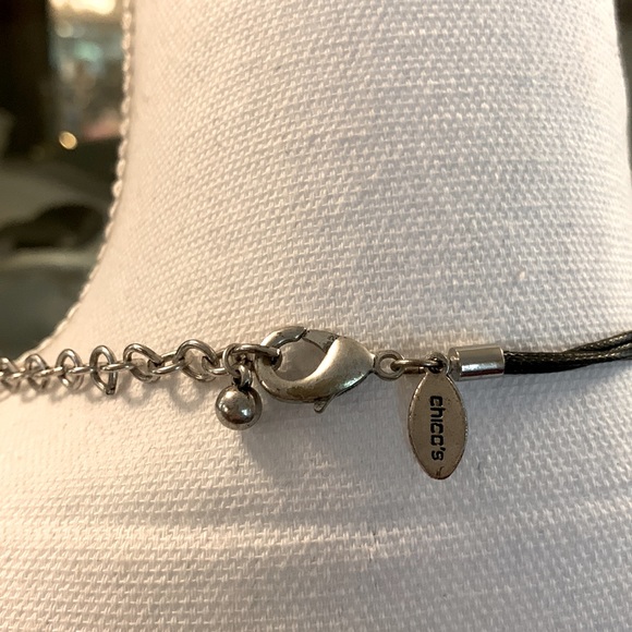Chicos Black and Turquoise stone 21 inch necklace with silver accents. - Picture 5 of 12